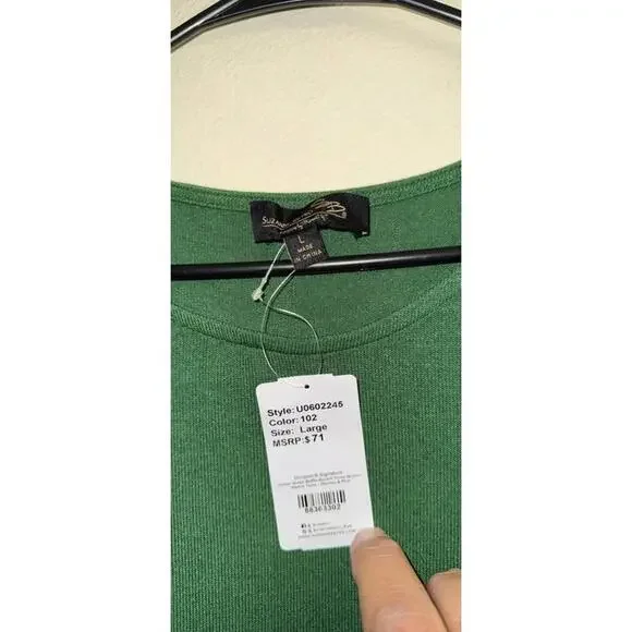 Suzanne Betro Hunter Green Ruffle Tunic Large - Picture 2 of 6